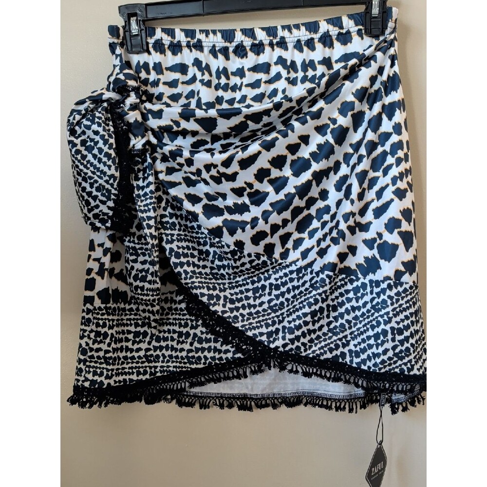 Zaful Boho Style Wrap Skirt - Navy & White Animal-Print - Size M (NWT)